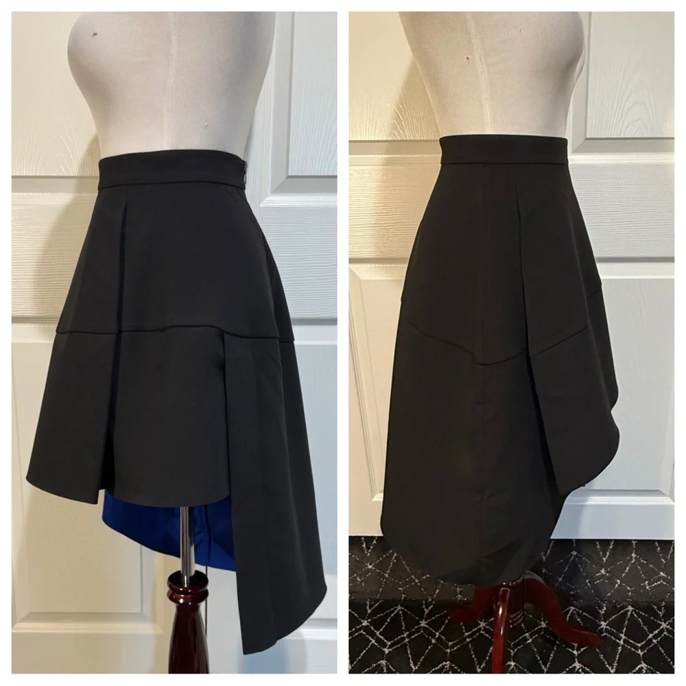 COS Black Midi Skirt with Blue Detail